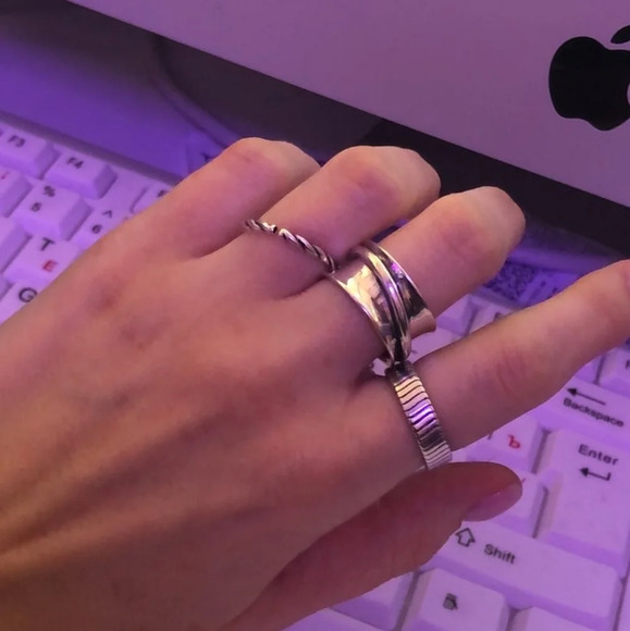 NEW‎ Unisex Abstract Band Ring 925 Sterling Silver Band Ring - Picture 12 of 14